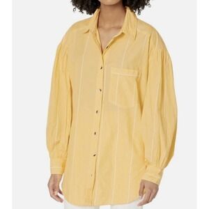We The Free Urban‎ Outfitters Yellow Striped Button Down Shirt Oversize M